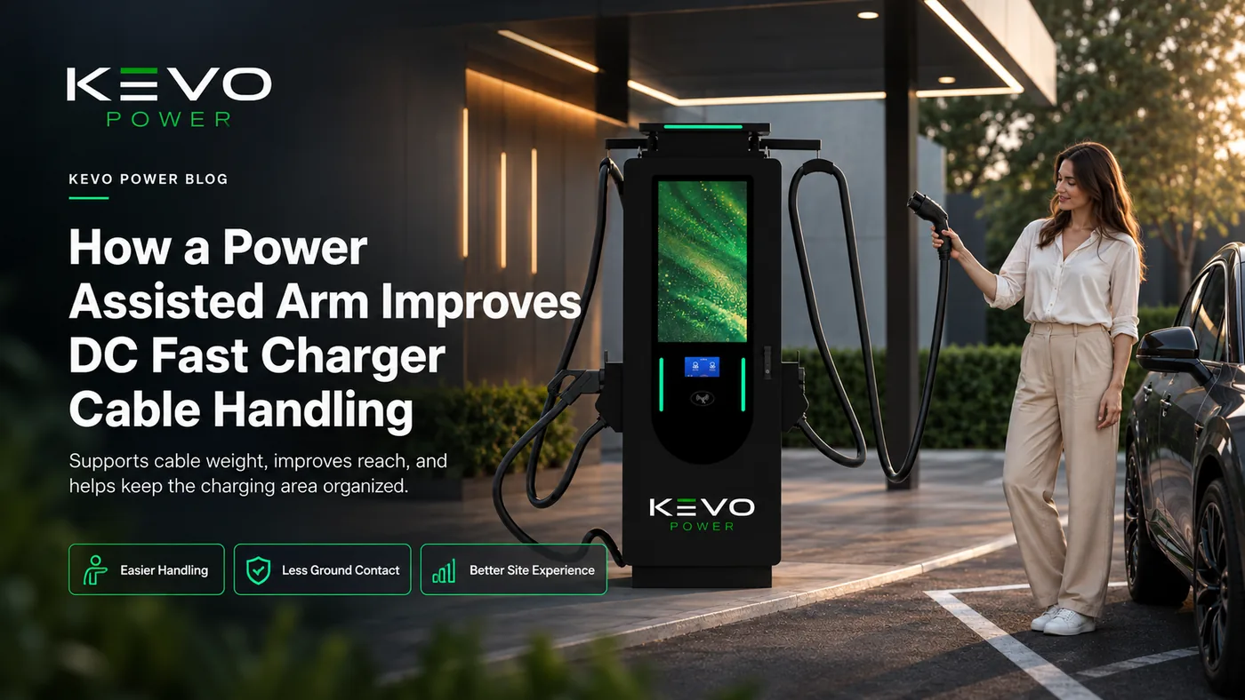 KEVO Power DC fast charger with power assisted cable arm
