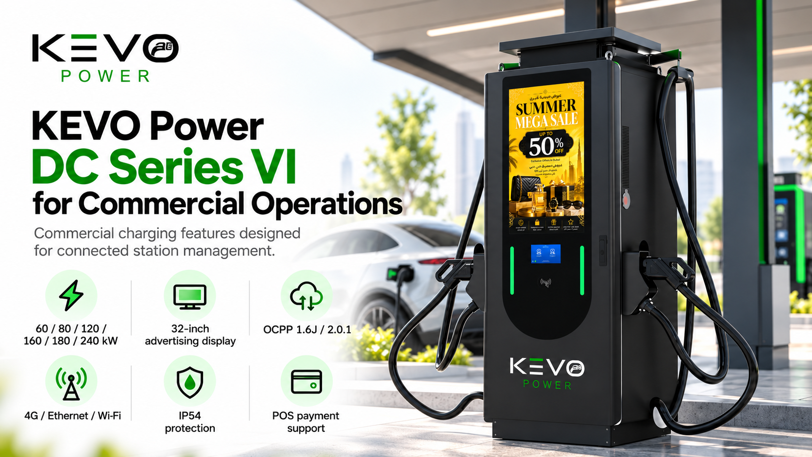 KEVO Power DC Series VI modular fast charger for commercial operations